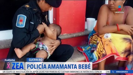 Huracán Otis: Policía de la CDMX amamanta a bebé damnificado