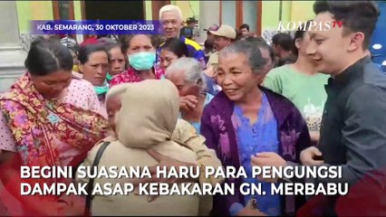 Momen Mengharukan Pengungsi Gunung Merbabu dengan Para Petugas di Lokasi