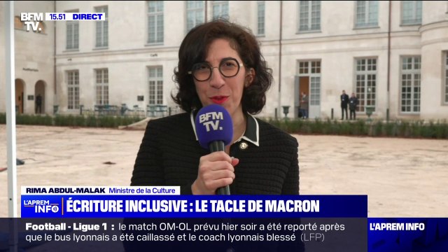 Écriture inclusive: Oui pour l'évolution de la langue mais préservons sa facilité de lecture , réagit Rima Abdul-Malak, ministre de la Culture