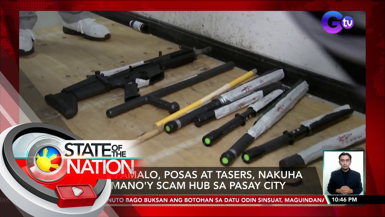 Mga pamalo, posas at tasers, nakuha sa umano'y scam hub sa Pasay City | SONA