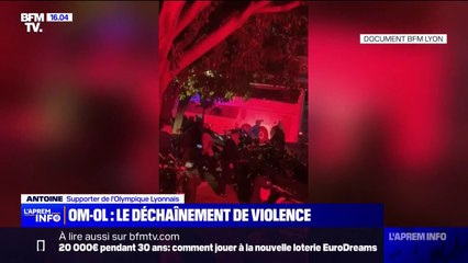 "Dans notre bus, on a eu deux vitres cassées et deux blessés légers", témoigne un supporter de l'OL