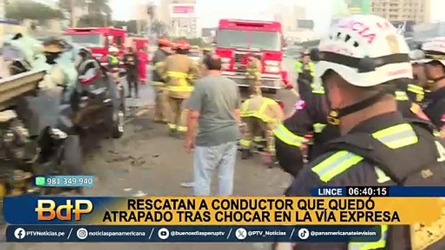 Lince: conductor quedó atrapado tras chocar con una baranda de la Vía Expresa
