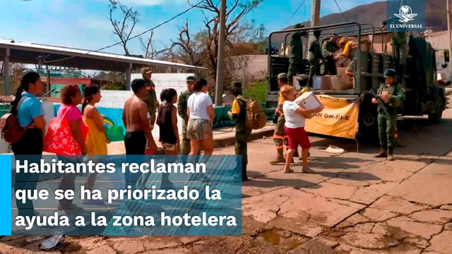 Ejército lleva víveres a damnificados por Otis, éstos reclaman que la ayuda es poca y lenta