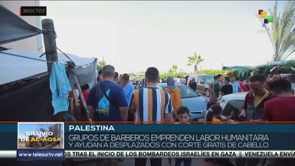 下载视频: Grupos de barberos emprenden labor humanitaria hacia palestinos desplazados