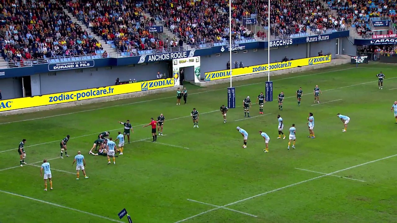 TOP 14 - Essai de Lucas VELARTE (USAP) - USA Perpignan - Section Paloise - Saison 2023-2024