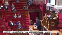 Séance publique à l'Assemblée nationale - Budget de la sécu : Débat sur les motions de censure - 30/10/2023