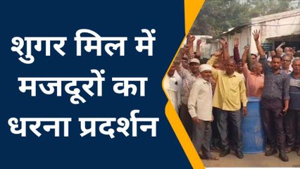 शुगर मिल कर्मियों का धरना-प्रदर्शन, बोले... अगर नहीं मिला वेतन तो खा लेंगे सल्फास