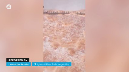 Sudden flooding in the Iguazú River Falls, Argentina.
