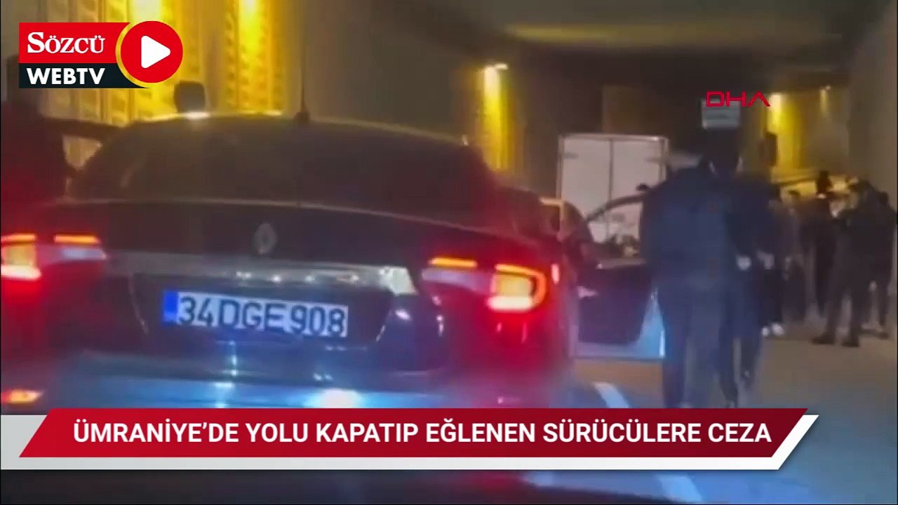 Ümraniye'de yolu kapatıp eğlenen sürücülere ceza