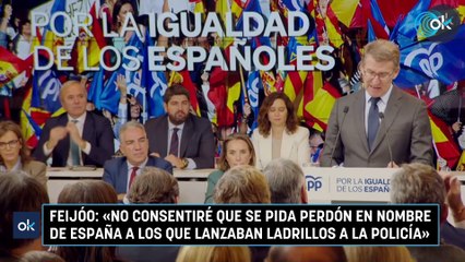 Feijóo: «No consentiré que se pida perdón en nombre de España a los que lanzaban ladrillos a la Policía»