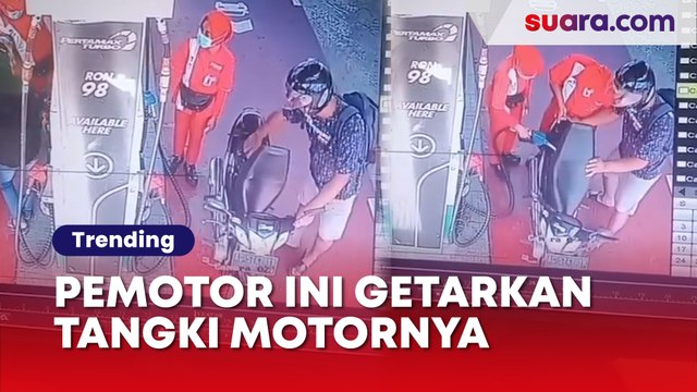 Bikin Geleng-geleng, Pemotor Ini Getarkan Tangki Motornya saat Isi BBM