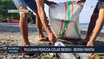 Puluhan Pemuda Gelar Bersih - Bersih Pantai Lalu didaur ulang.