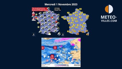 prévisions météo villes du mercredi 1er novembtre 2023