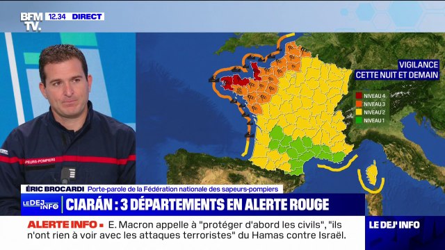 Tempête Ciarán: Ce que l'on craint le plus, c'est la mixité des éléments affirme Éric Brocardi, porte-parole de la Fédération nationale des sapeurs-pompiers