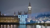 Campaigners project ‘ceasefire now’ onto Houses of Parliament amid Israel-Gaza conflict