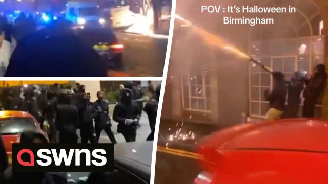 Footage shows yobs shooting fireworks at police during night of violence in Birmingham