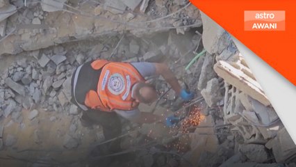 Pegawai perubatan Palestin gali kawasan runtuhan cari penduduk terselamat