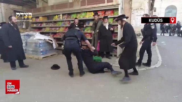 İsrail polisinden Filistin bayrağı asan Siyonizm karşıtı Yahudilere sert müdahale