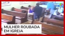 Mulher é assaltada dentro de igreja no interior de SP; vídeos mostram a ação