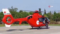 Ambulans helikopter yaşlı kadın için havalandı