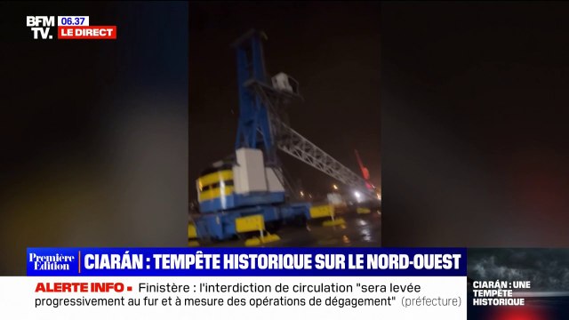 Grue renversée, arbres déracinés, arcs électriques... Les images des dégâts provoqués par la tempête Ciaran