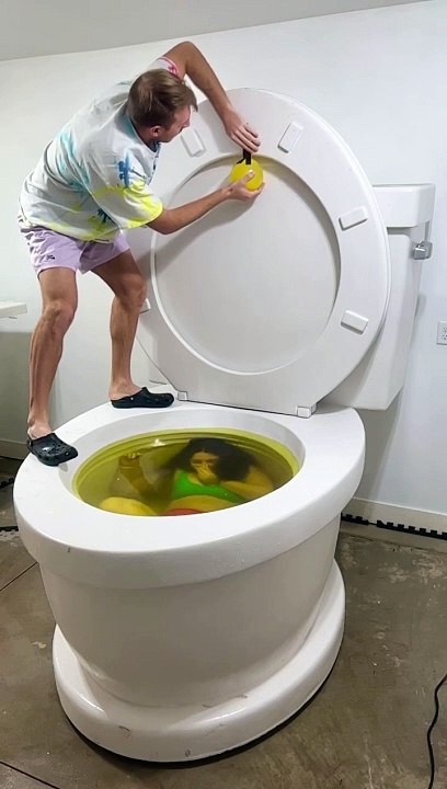 My EX Pranked me with Surprise Egg Challenge in Worlds Largest Toilet with Balloon FAIL