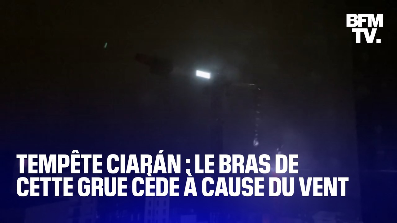 Tempête Ciarán: le bras d'une grue cède à Brest à cause du vent