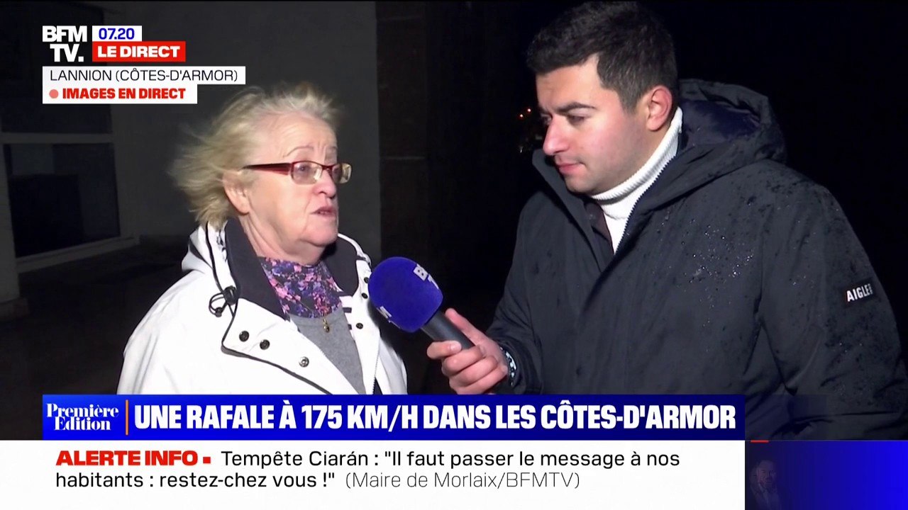 Tempête Ciaran: "Ça souffle tellement que mes vitres claquent" affirme cette habitante de Lannion, dans les Côtes-d'Armor