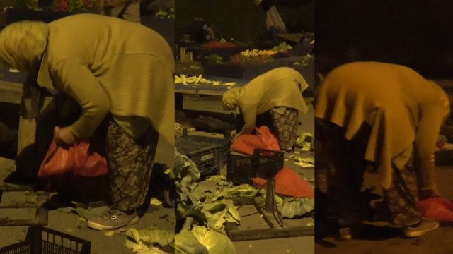 Vatandaşlar pazarlarda yerlere atılan sebze-meyveleri topluyor: Durumu iyi olmayanlar geliyor tezgahın altındakileri topluyor