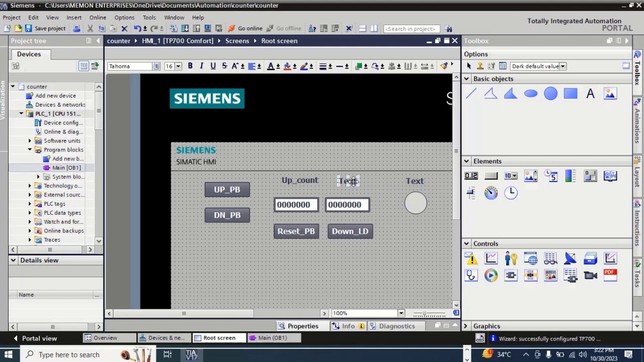Counter operation. CTU, CTD, with HMI Simulation Part 1