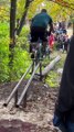 BMX Riders Attempt Challenging Log Ride