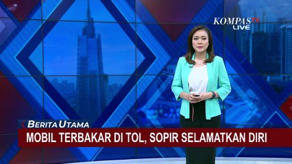 Petugas Damkar Berjibaku Padamkan Mobil Sedan yang Terbakar di Tol Jakarta-Tangerang