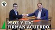 Bolaños (PSOE) y Junqueras (ERC) firman el acuerdo de investidura