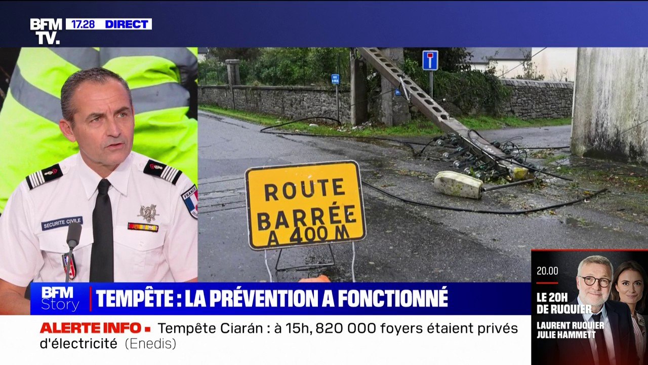 Tempête Ciarán: "Hier, nous avons participé à l'évacuation préventive de plus de 1300 personnes", indique le colonel Sébastien Paletti (porte-parole de la Sécurité civile)