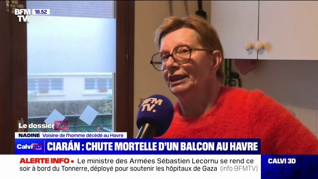 Quand je suis arrivée au bout du balcon, le garde-fou était tombé, ainsi qu'une partie du volet : Une voisine de l'homme décédé au Havre après une chute causée par la tempête Ciaran témoigne sur BFMTV