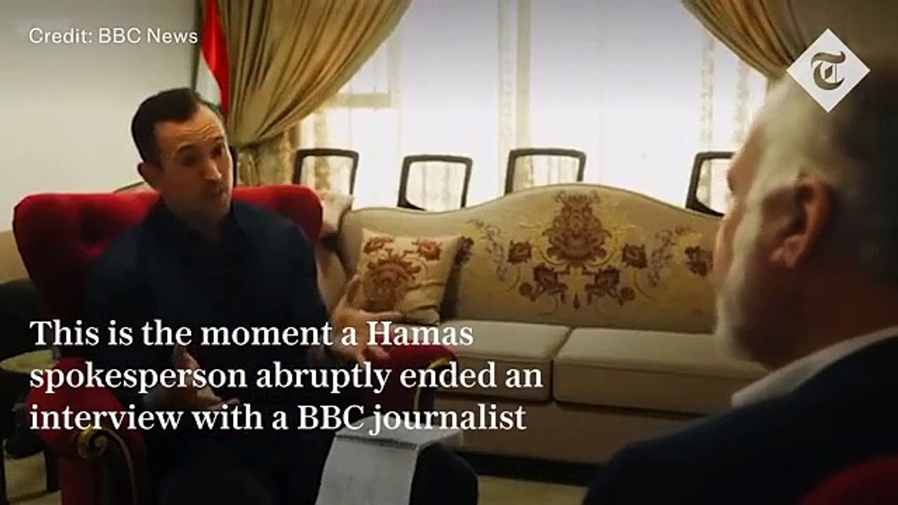 Moment Hamas spokesperson ends BBC interview abruptly after being challenged
