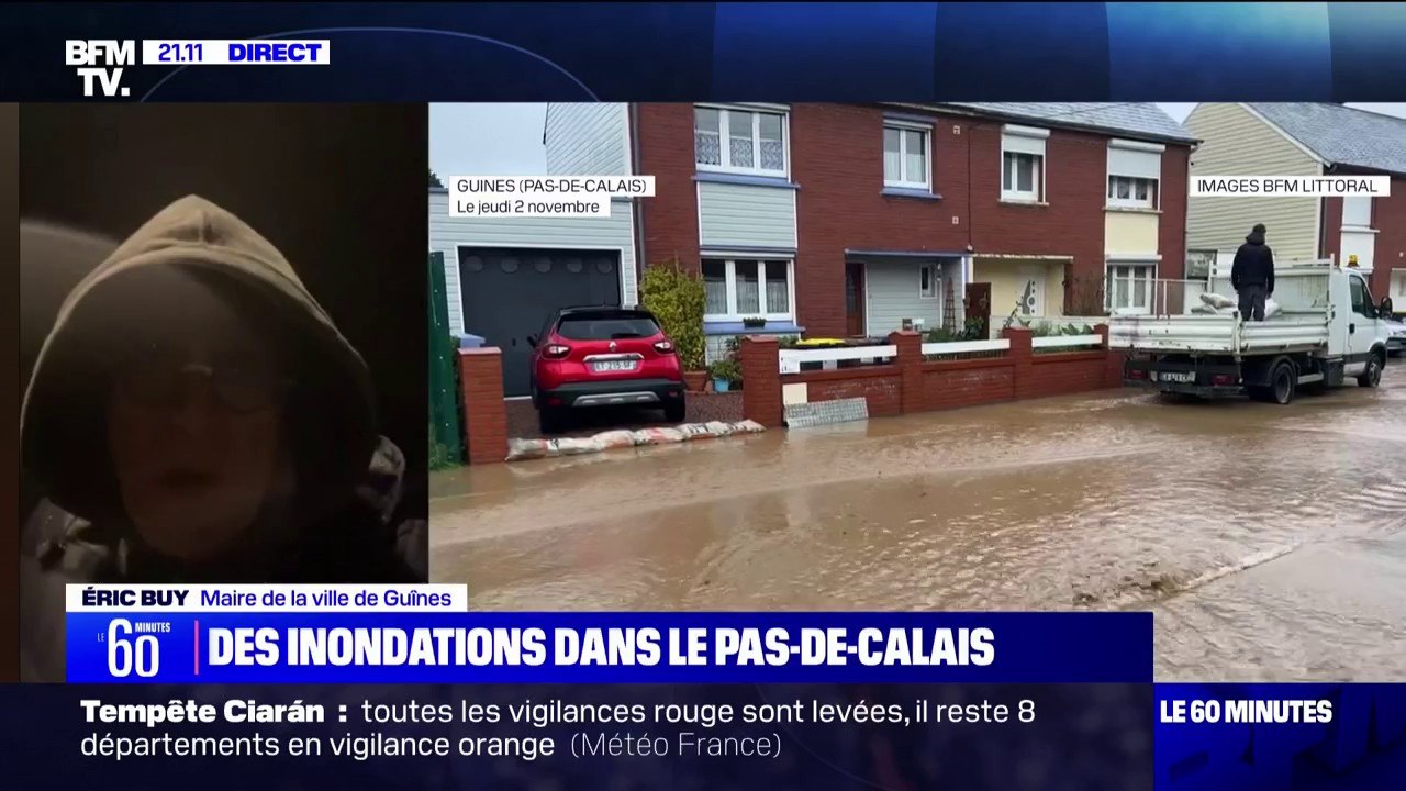 Tempête Ciarán: le maire de la ville de Guines (Pas-de-Calais) déplore "une quinzaine de maisons touchées" par des inondations