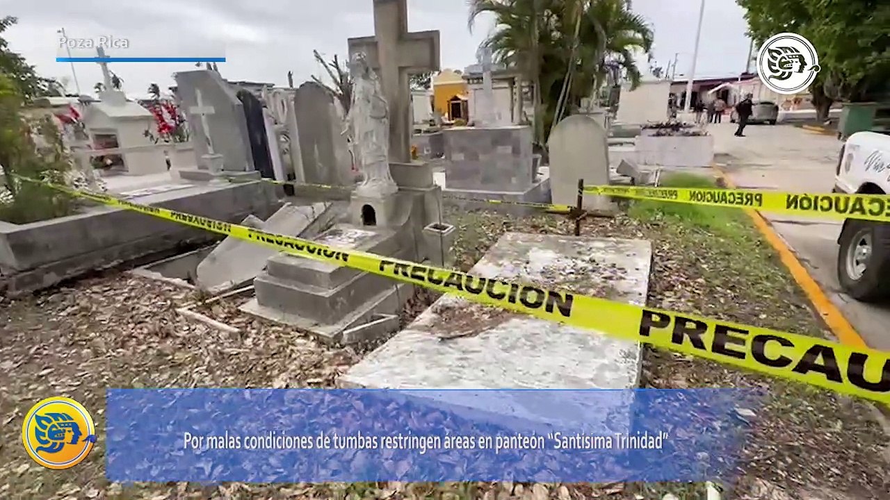 Las cintas de precaución advierten a visitantes al cementerio