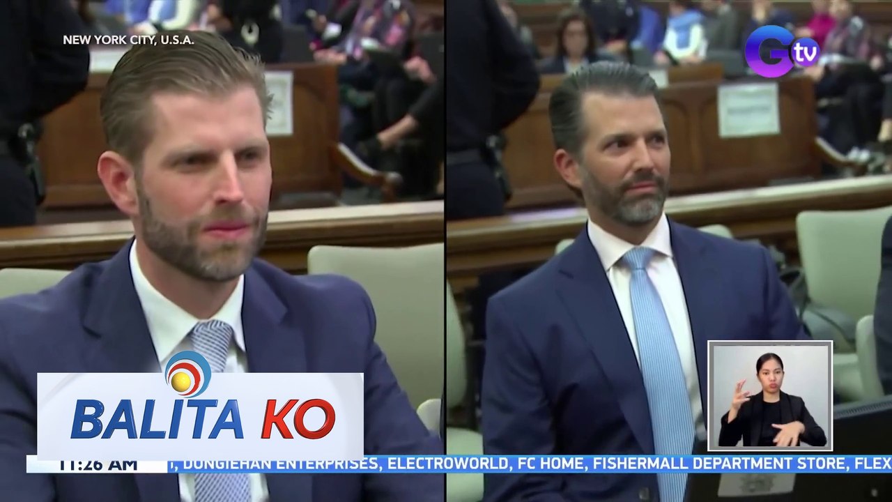 Mga anak ni ex-U.S. Pres. Donald Trump na sina Eric at Donald, Jr., tumestigo na sa fraud case nila sa New York | BK