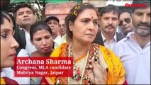 Congress MLA candidate Archana Sharma defends state govt while campaigning in Jaipur