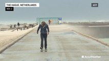 Blowing sand from Storm Ciarán in the Netherlands