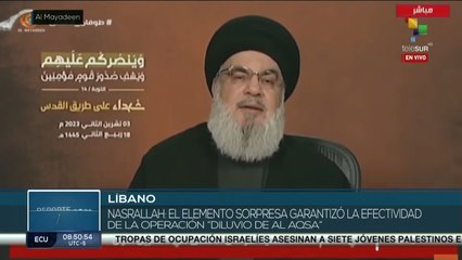 Líder de Hezbolá: El elemento sorpresa garantizó la efectividad de la operación “Diluvio de Al Aqsa”