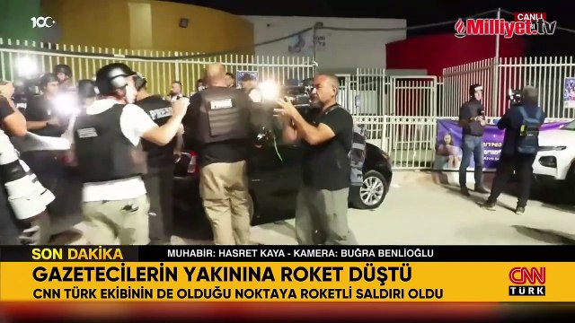 Gazze sınırında gazetecilerin olduğu yere roket düştü! CNN TÜRK muhabiri canlı yayında anlattı
