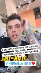Fedez lancia la raccolta firme per il bonus psicologo