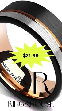 King Will LOOP Mens Women Tungsten Carbide Wedding Band 6mm/8mm Rose Gold Line Ring