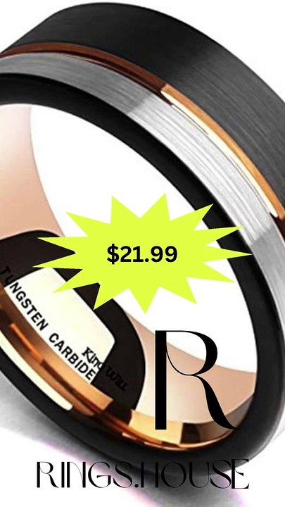 King Will LOOP Mens Women Tungsten Carbide Wedding Band 6mm/8mm Rose Gold Line Ring