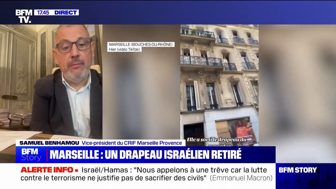 Nous sommes particulièrement indignés par la violence de cette réaction": Le vice-président du CRIF Marseille-Provence réagit à la vidéo montrant un drapeau israélien devant être retiré d'un balcon à Marseille