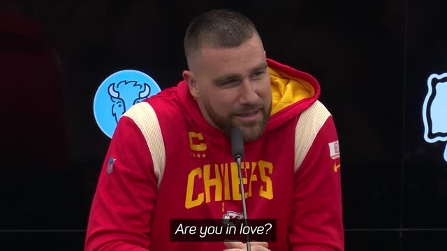 Chiefs star Kelce reacts to being asked if he loves Taylor Swift