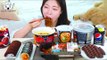 ASMR MUKBANG| Black Convenience store(Fire spicy Tteokbokki, Shin Ramen, Black bean cup noodles).