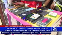 Incautan 74 celulares de dudosa procedencia durante operativo en galería en el centro de Lima